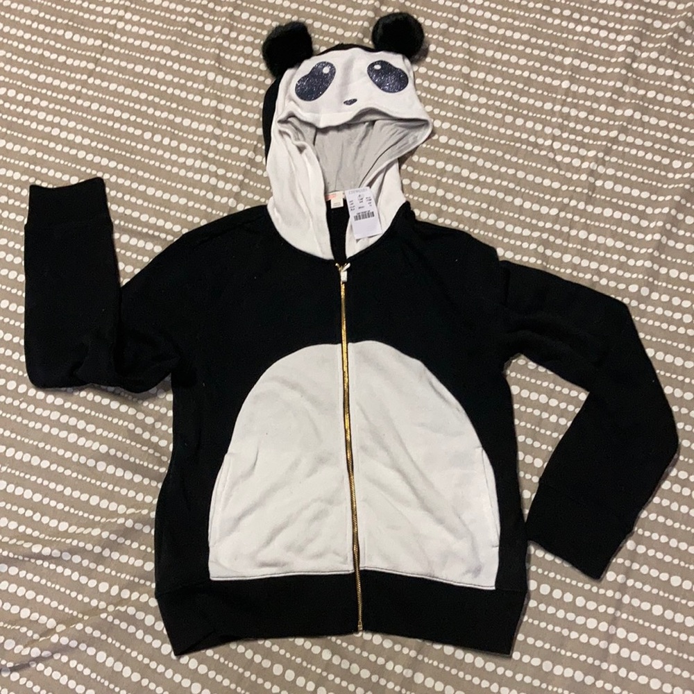 J Crew Crewcuts girls NWT panda hoody sweatshirt